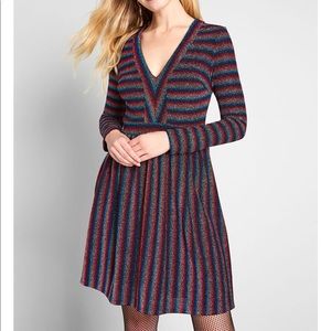 BNWT ModCloth rainbow metallic v-neck dress